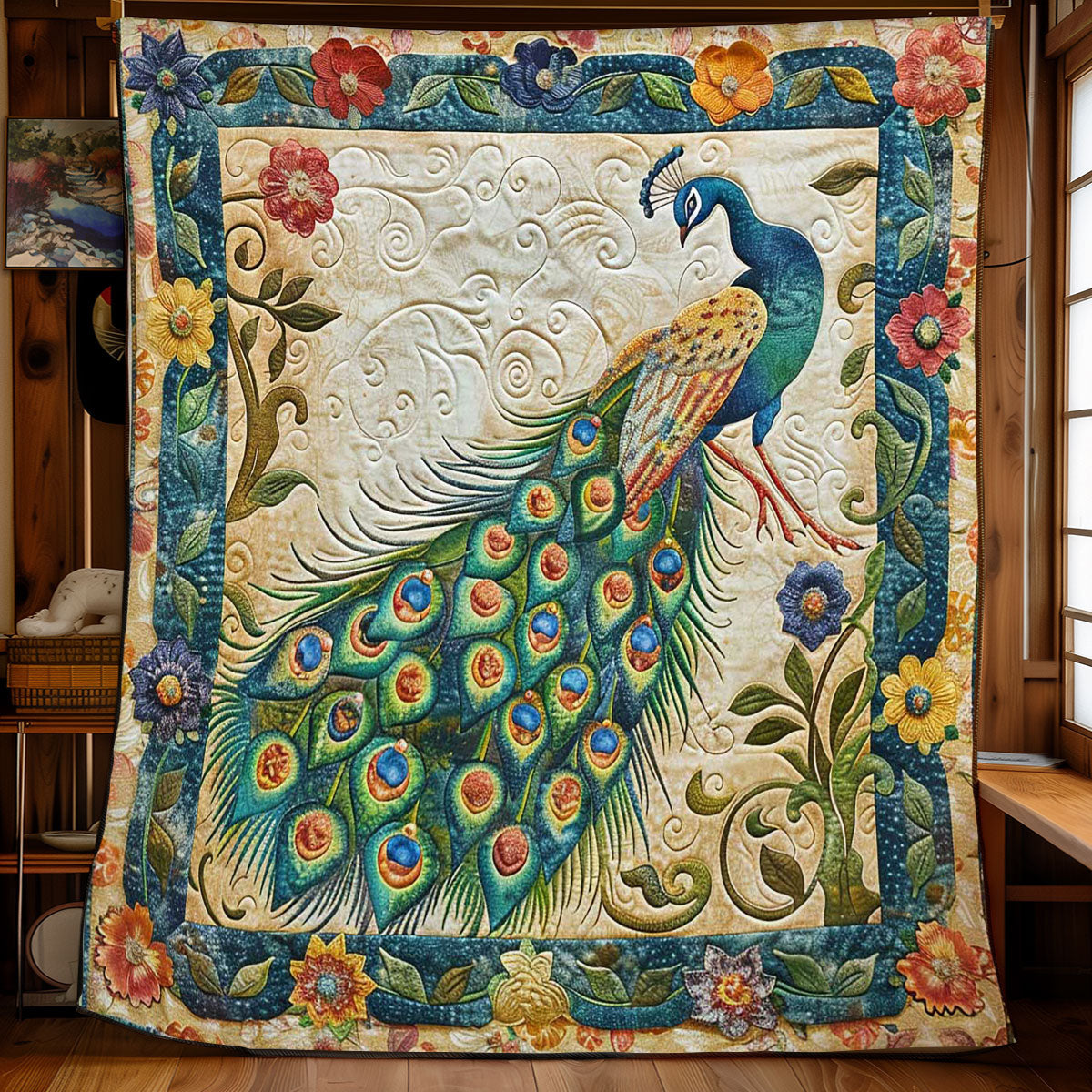 Peafowl's Floral Symphony WN1608034CL Quilt