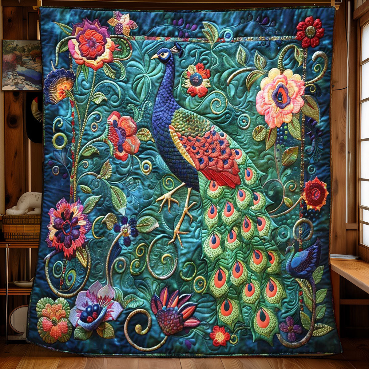 Peafowl's Petal Parade WN1608033CL Quilt