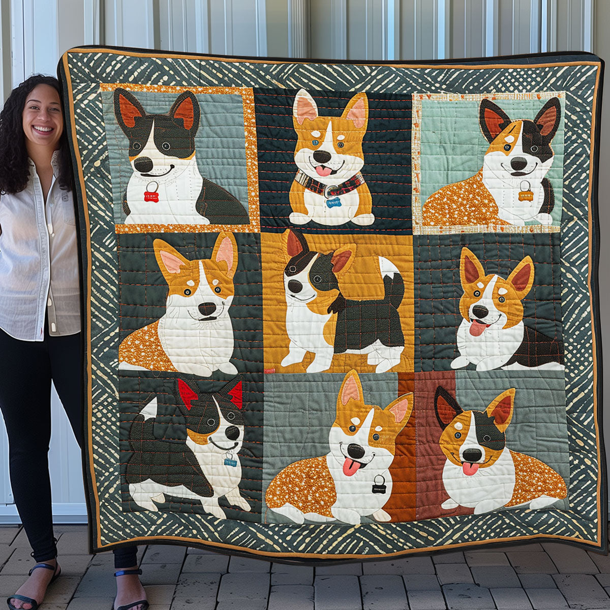 Playful Corgi SR0908024CL Quilt