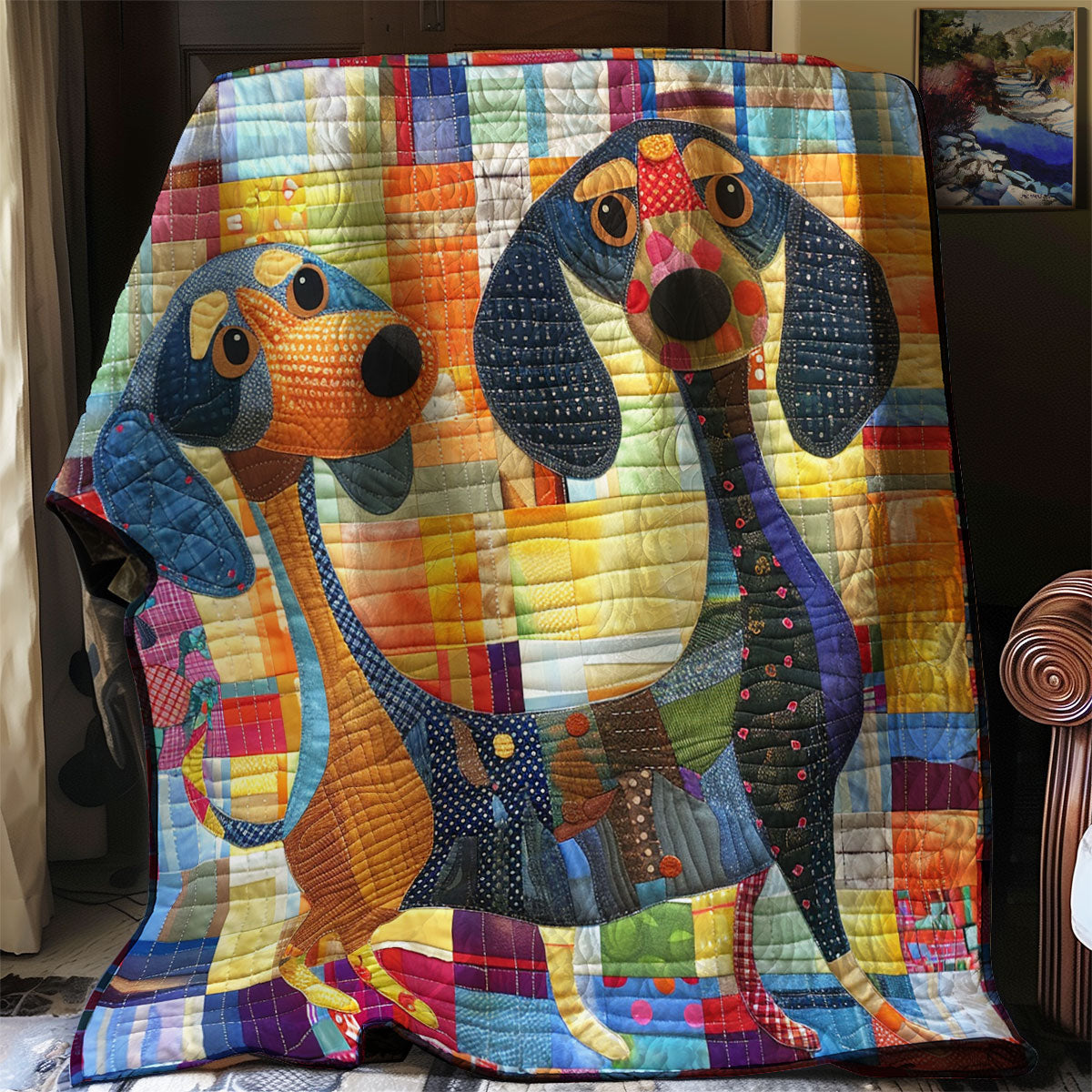 Playful Puppy Dachshund WN2208075CL Quilt