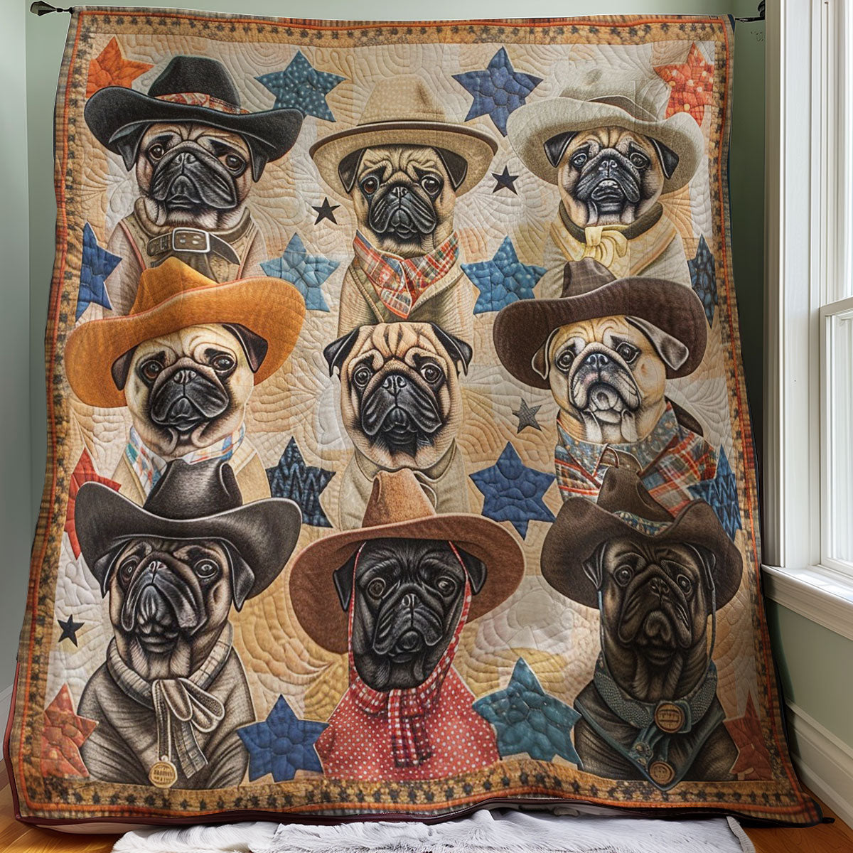 Pugs Star WM1308044CL Quilt