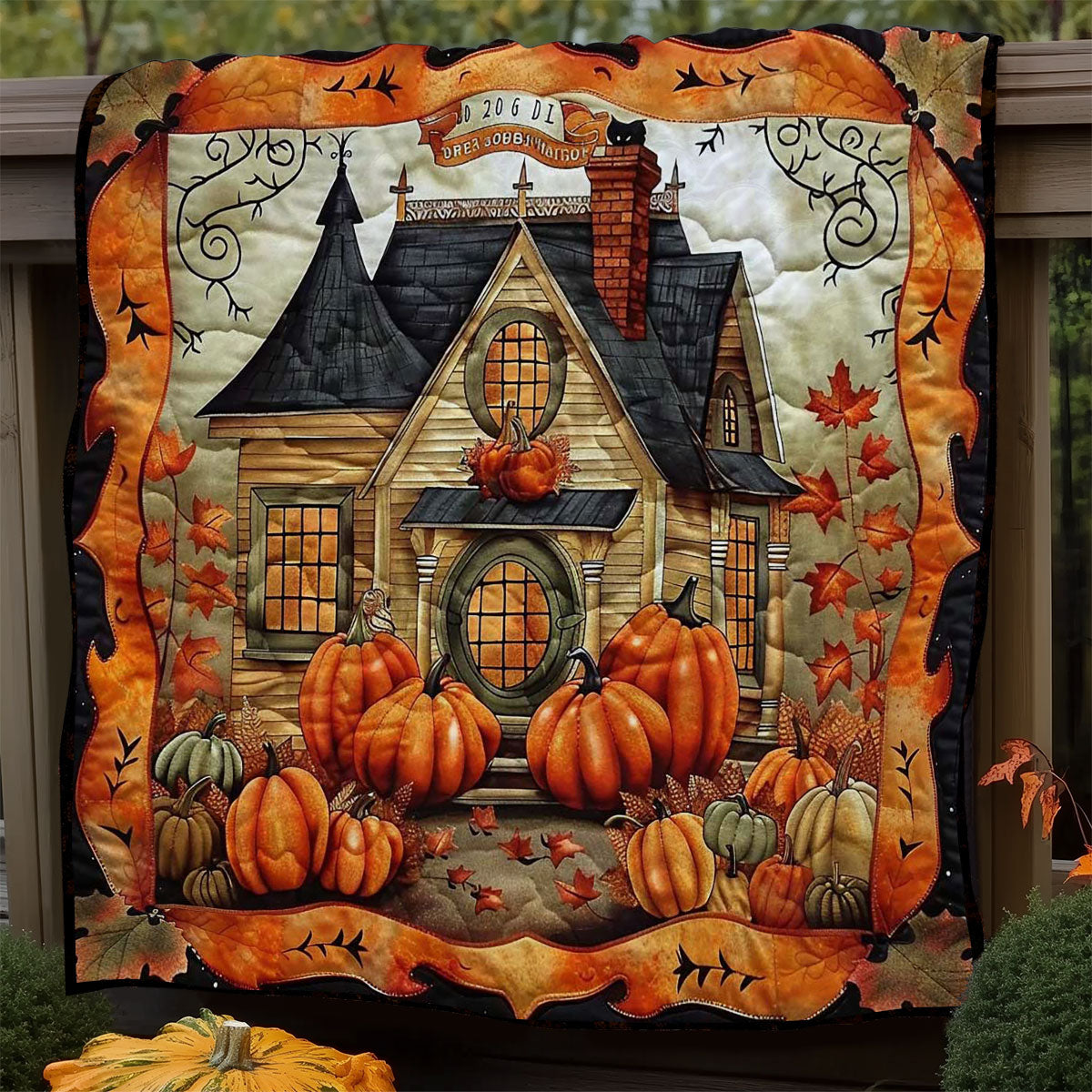 Pumpkin Ghost House WN1908066CL Quilt