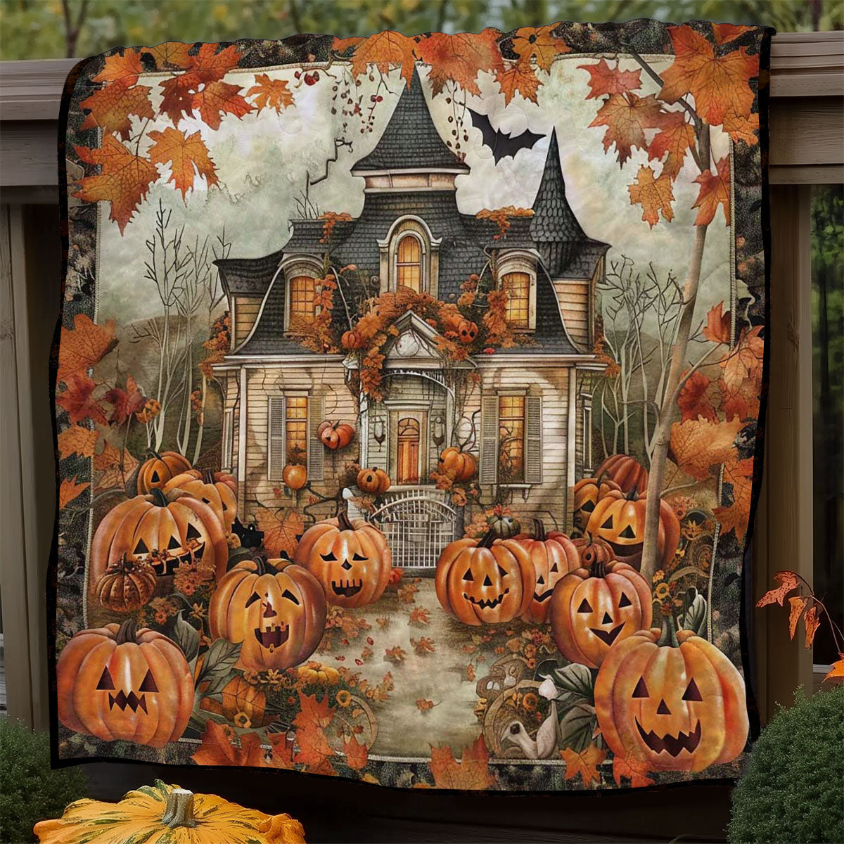 Pumpkin Haunted Haven WN1908064CL Quilt