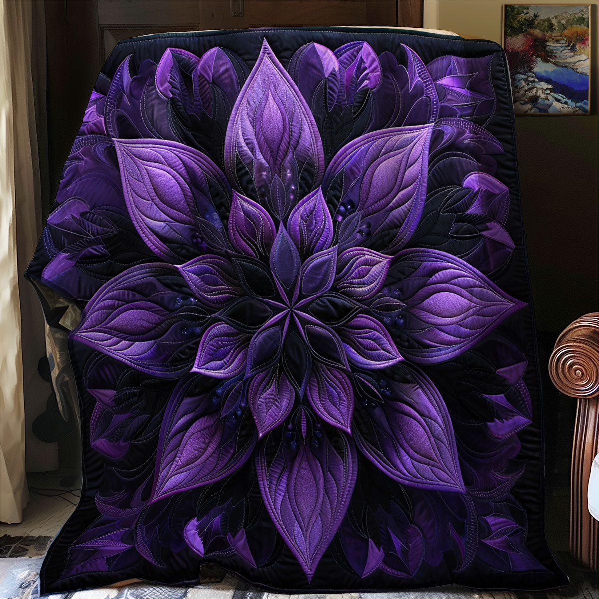 Purple Elegance Flower SR1608027CL Quilt