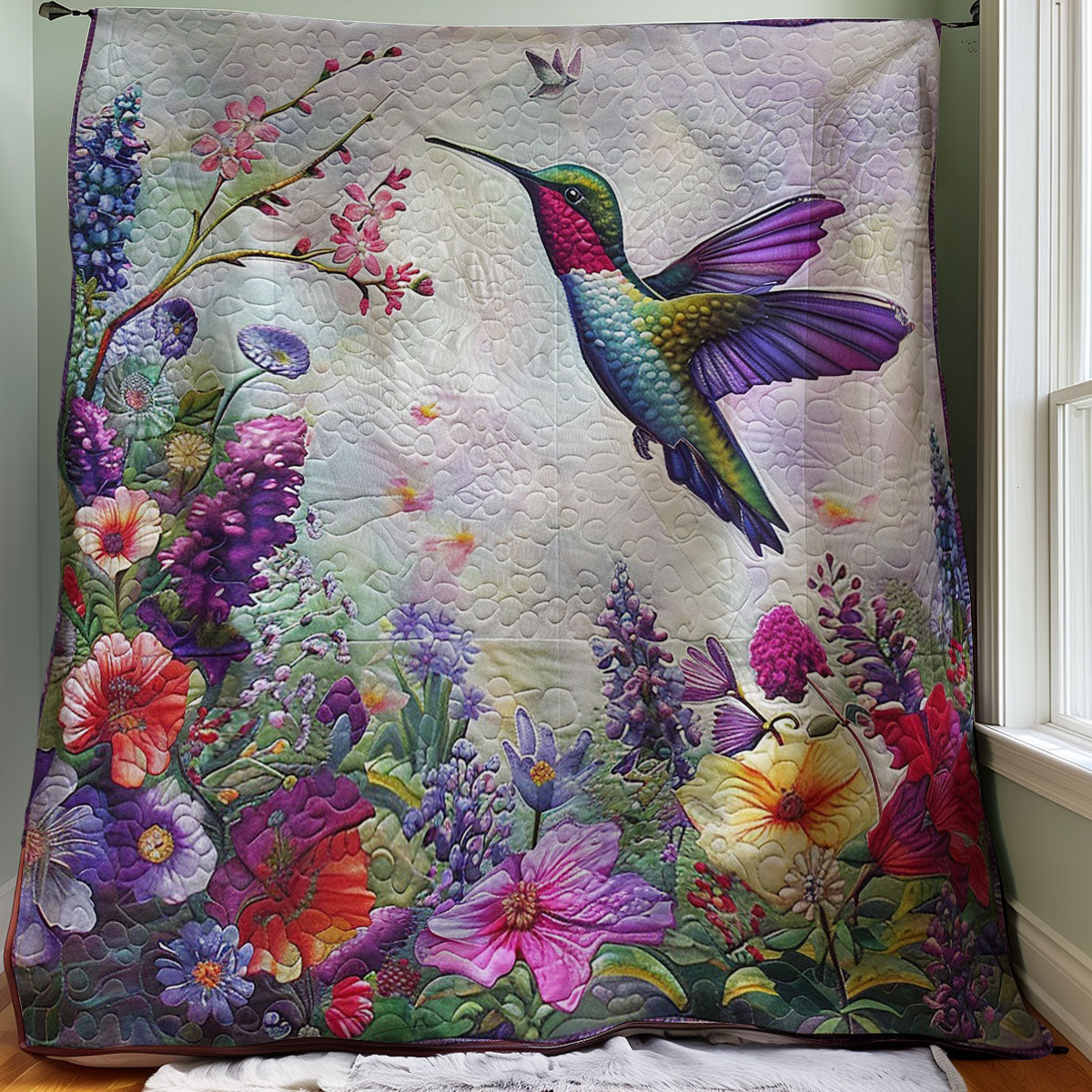 Purple Hummingbird Garden WM1608017CL Quilt