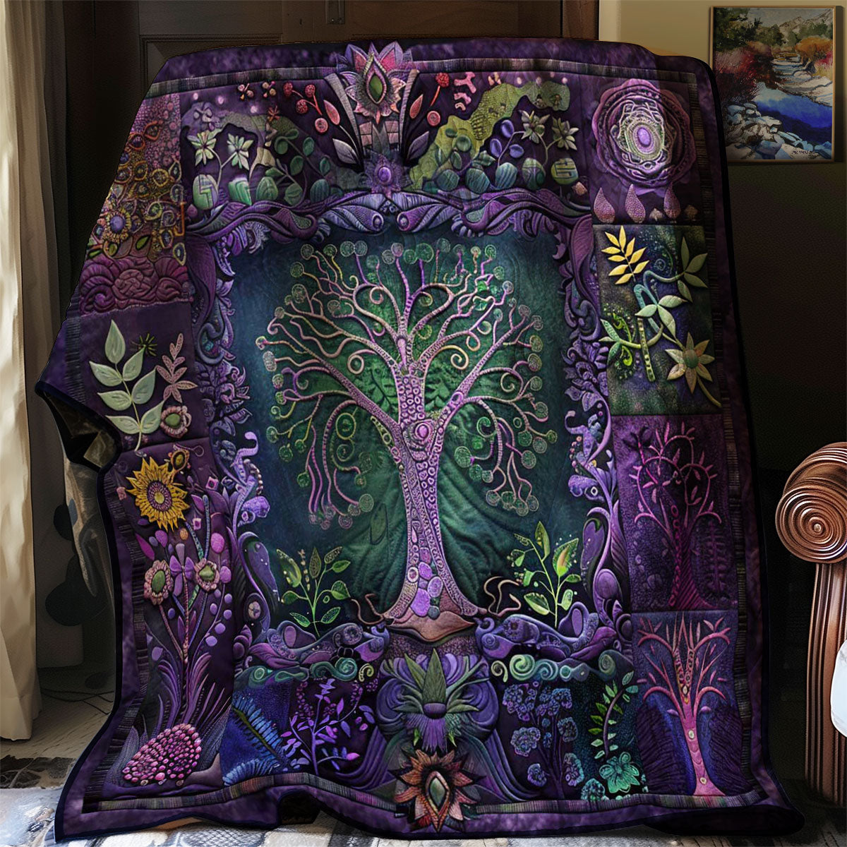 Purple Tree Of Balance WN2408163CL Quilt