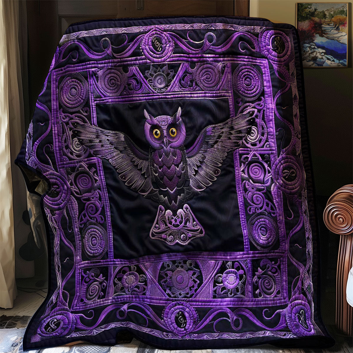 Purple Wisdom Of The Owl WN2408167CL Quilt