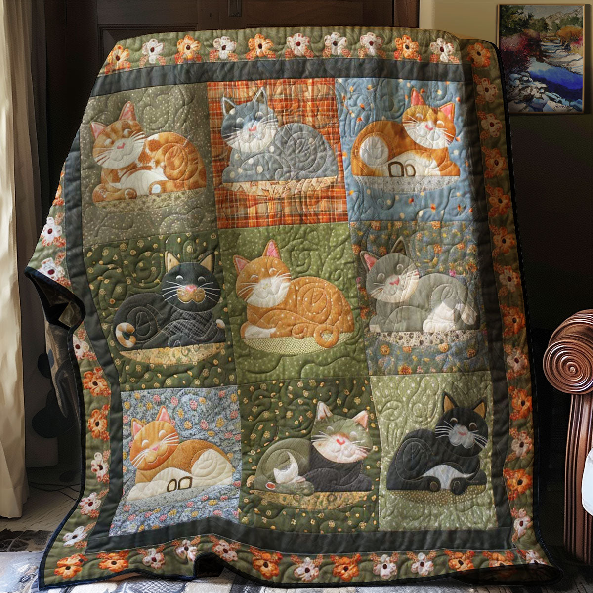 Purrfect Cat Comforter WN2108007CL Quilt