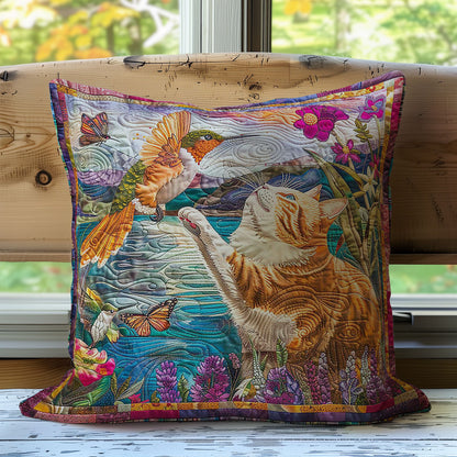 Cat Humming Bird Animal WP2507010CL Quilt Pillow Case