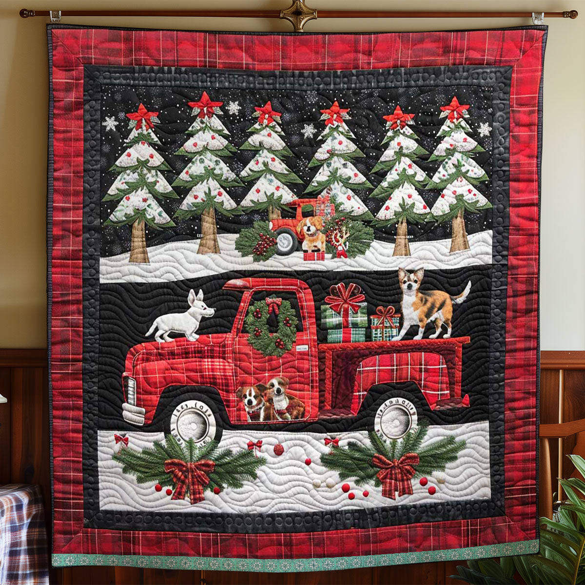 Red Truck Puppy Parade WN1109031CL Quilt