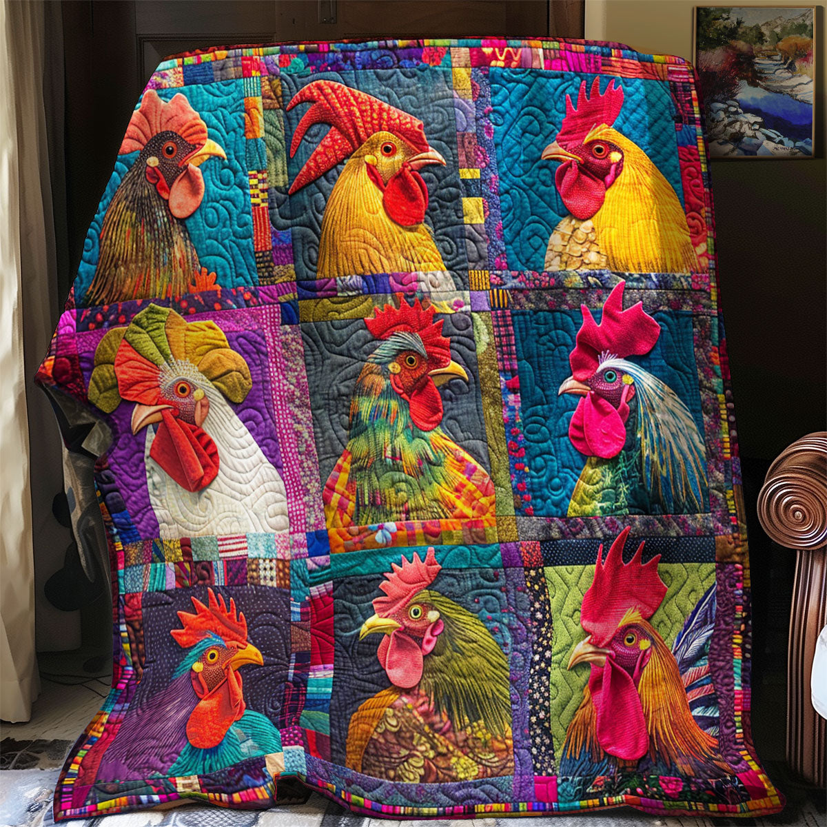 Rooster Collection SR1608035CL Quilt