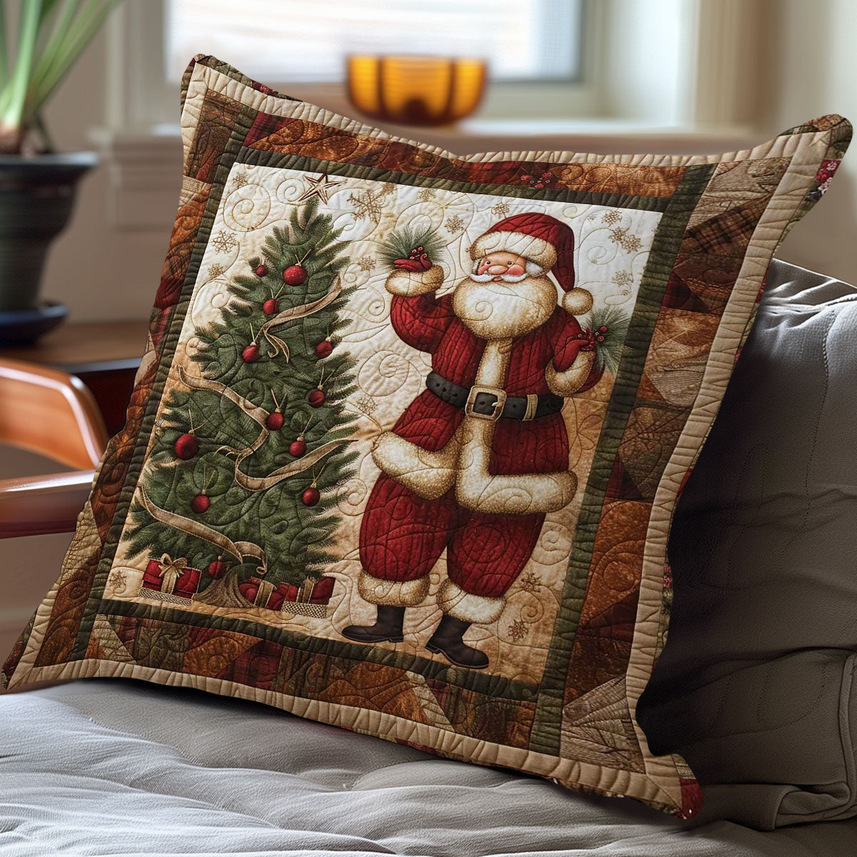 Santa And Christmas Tree WN2907090CL Pillow Case