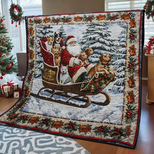 Santa Carrying Dogs SR1908042CL Quilt