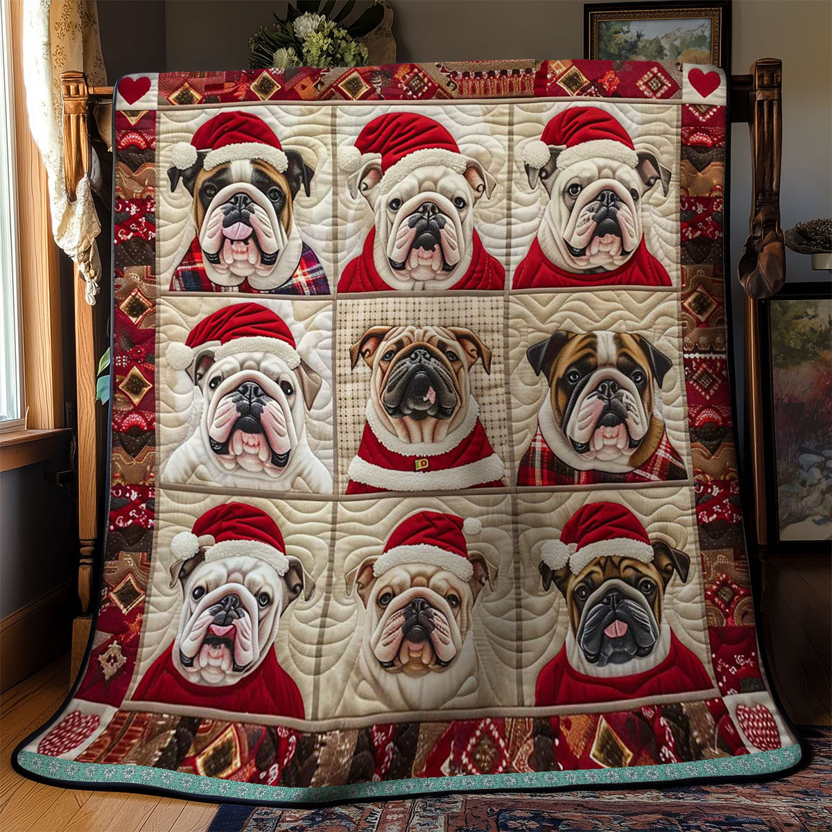 Santa’s French Bulldogs WN1609079CL Quilt