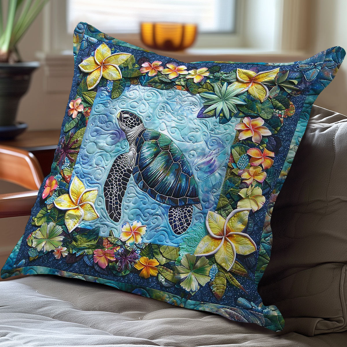 Sea Turtle Flower WN3007083CL Quilt Pillow Case