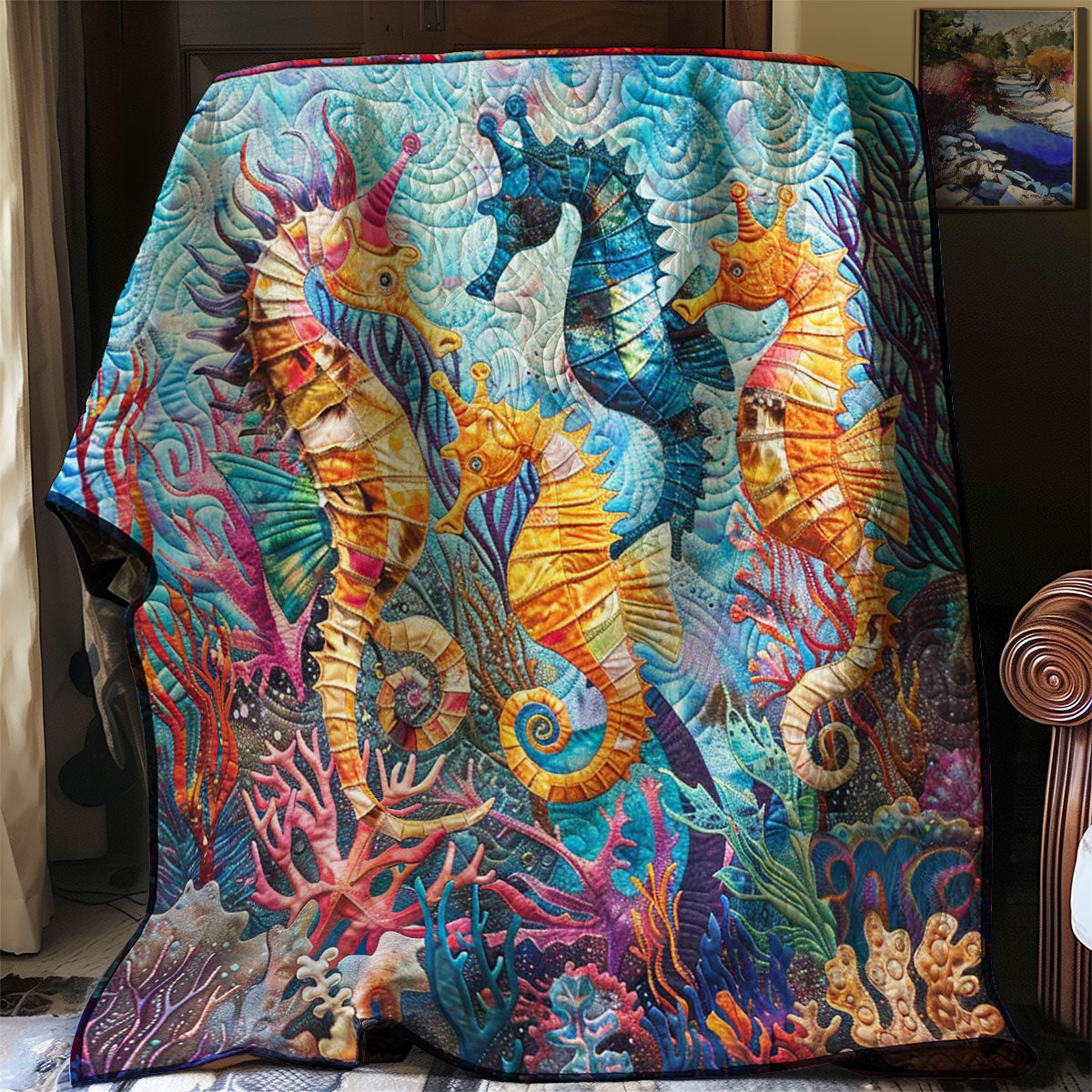 Seahorses' Coral Wonderland WN2708069CL Quilt