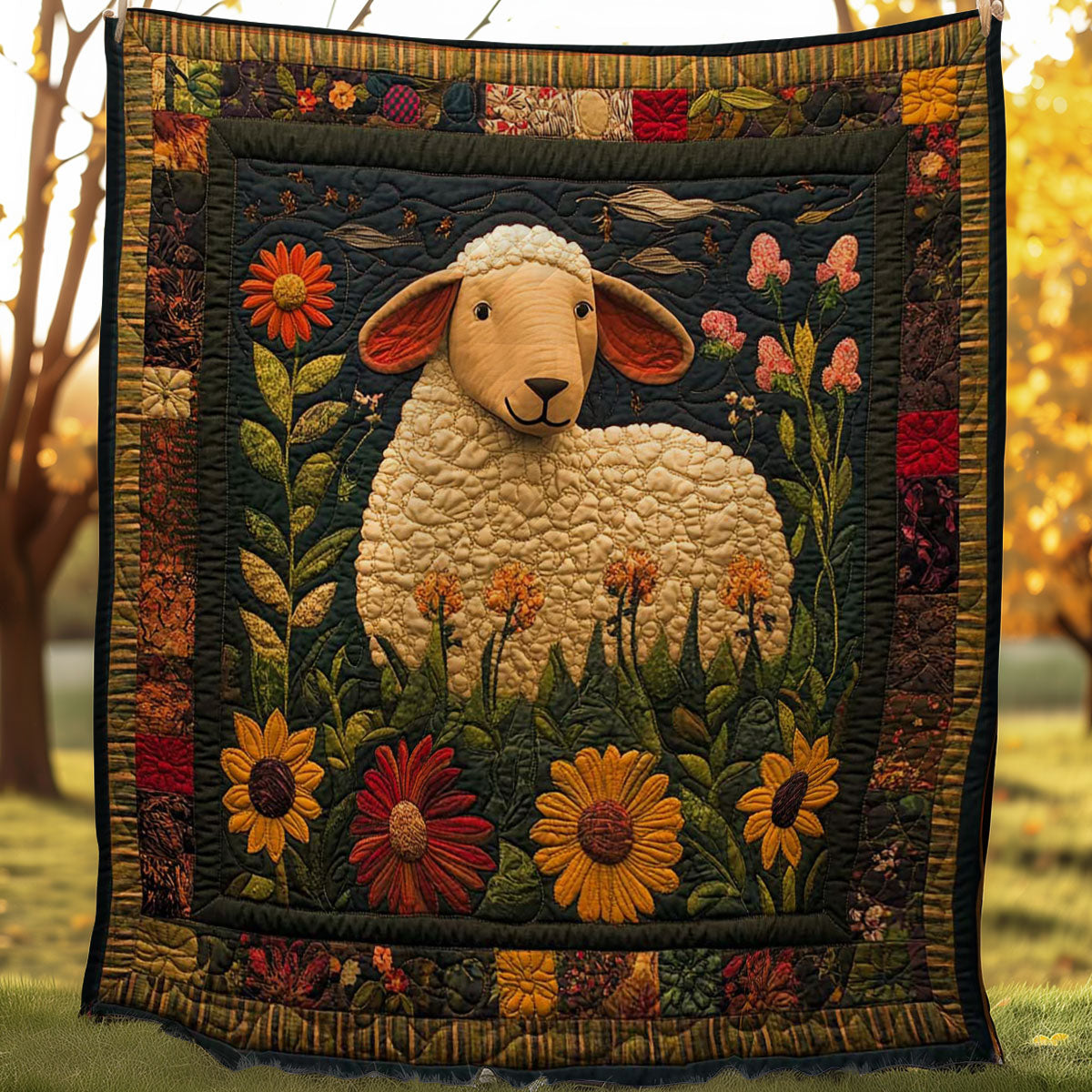 Sheep And Flowers WN0708043CL Quilt