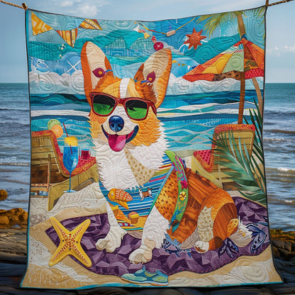 Shineful Corgi Beach WM2308004CL Quilt