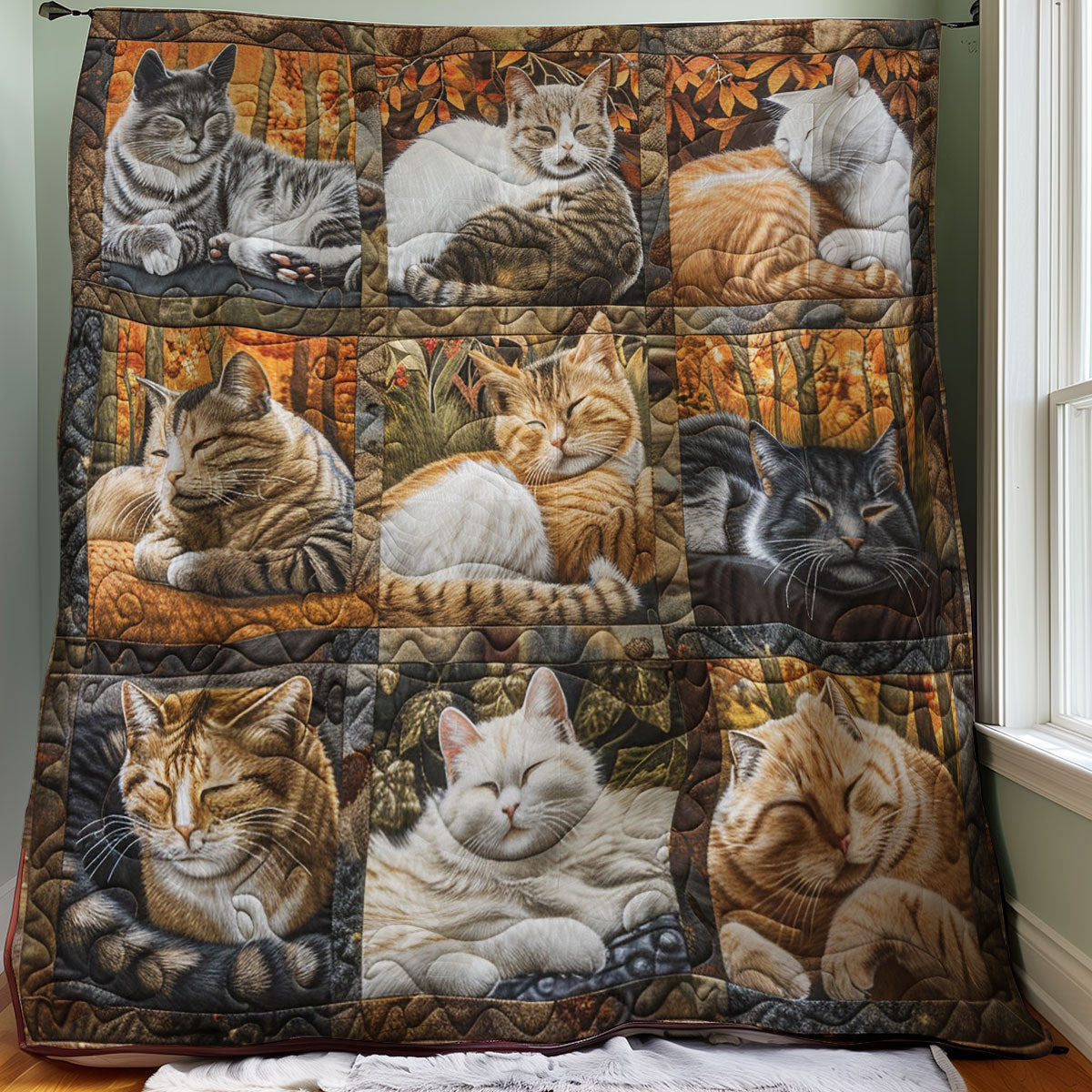 Sleeping Fall Cats WM1508023CL Quilt