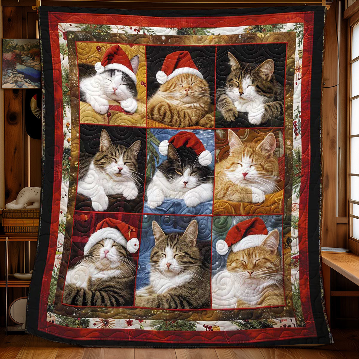 Snuggled Christmas Cats WN1508110CL Quilt