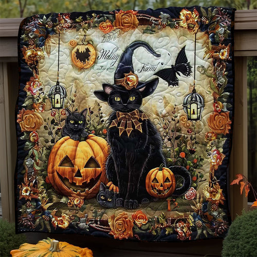 Spooky Cat and Pumpkin WN1908097CL Quilt