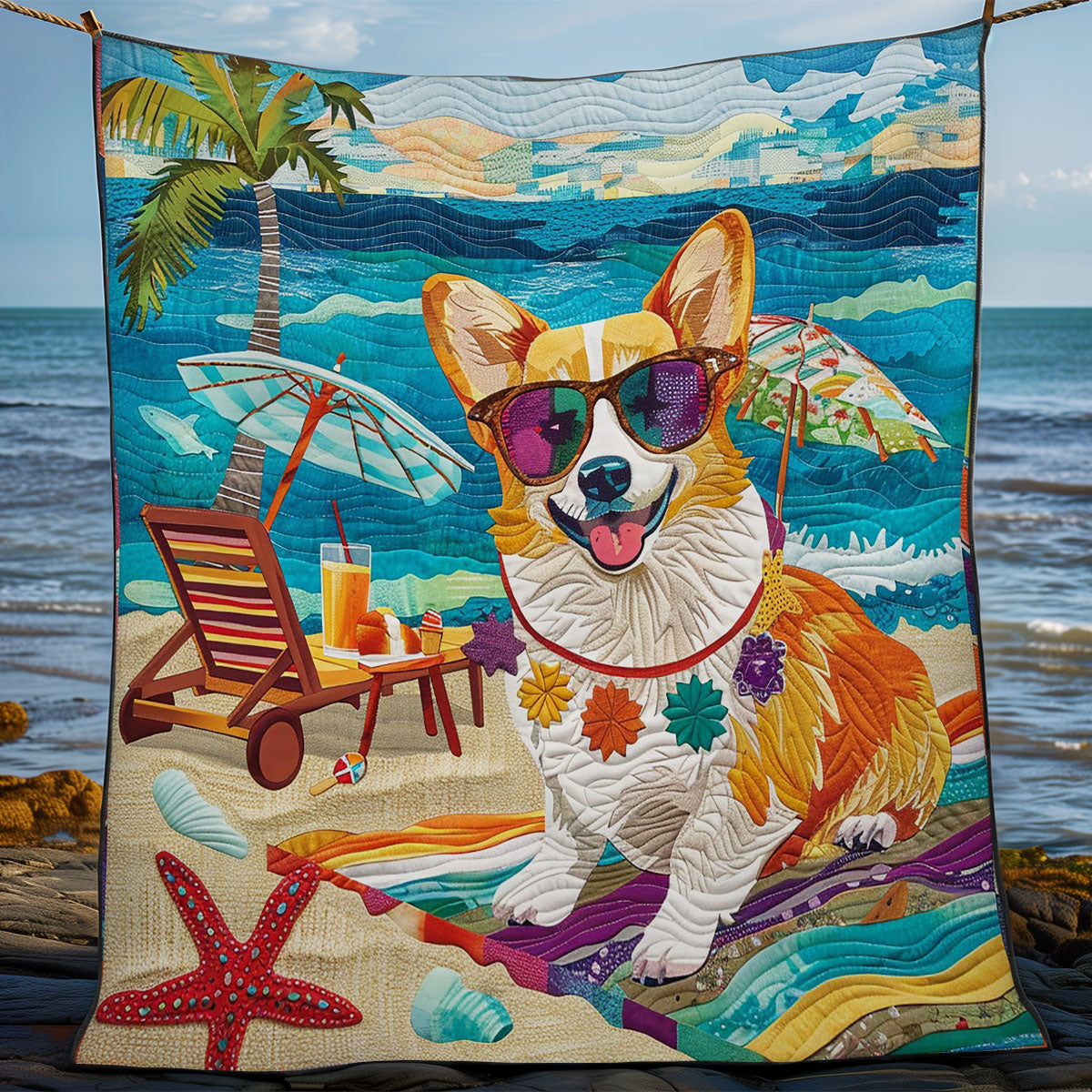 Sunbathing Corgi WM2308005CL Quilt