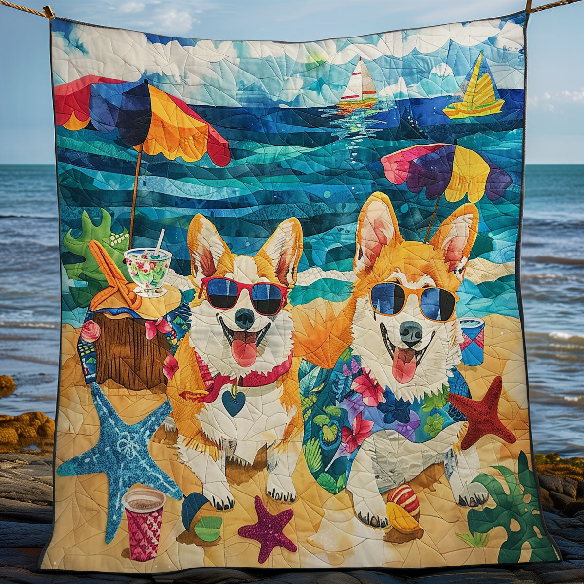 Sunbathing Corgi WM2408012CL Quilt