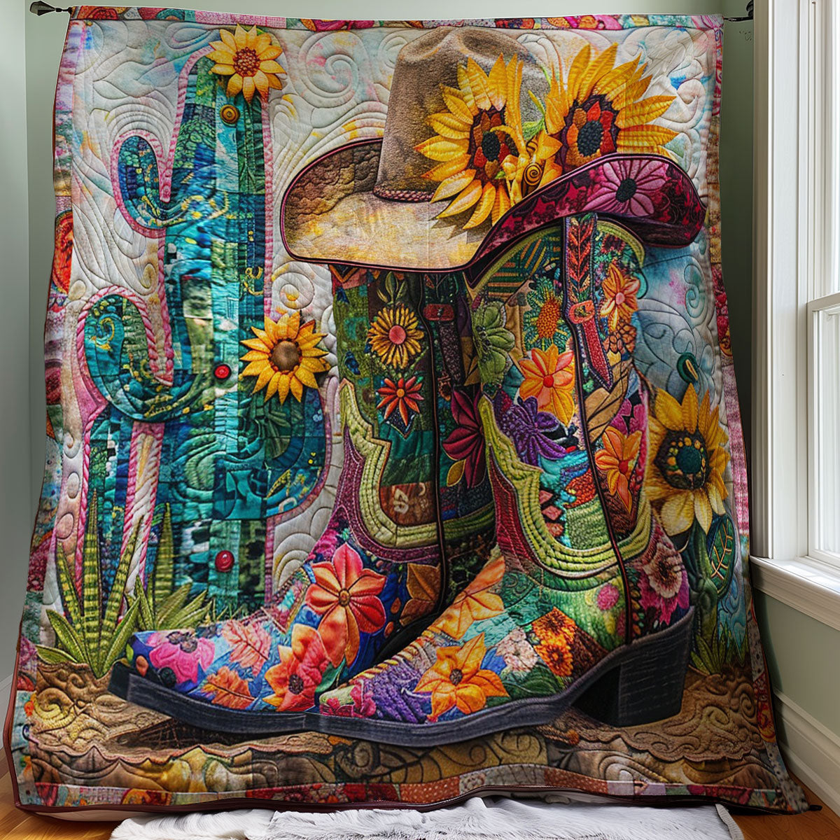 Sunflower Boots And Cactus WM1508006CL Quilt