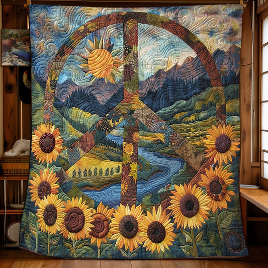 Sunflower Peace Vibes Throw WN1008046CL Quilt