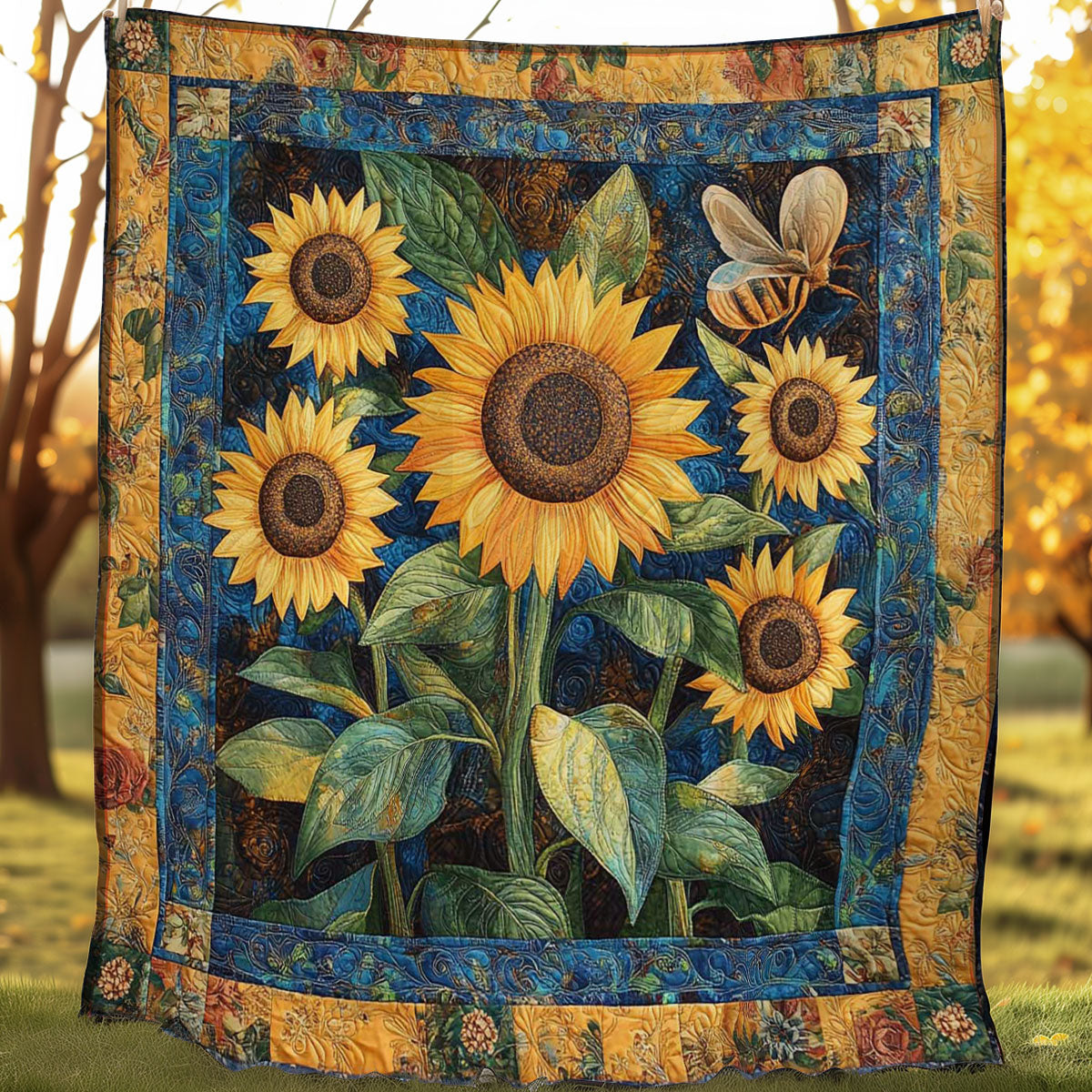 Sunflowers And Bee WN0208005CL Quilt