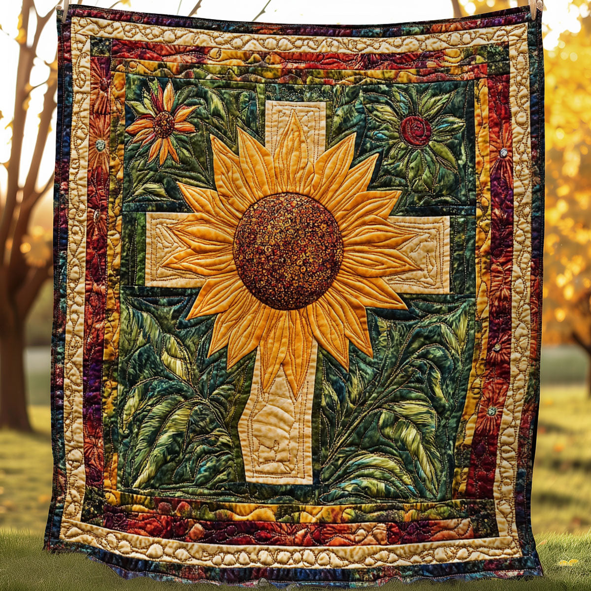 Sunflowers And Cross WN0108076CL Quilt