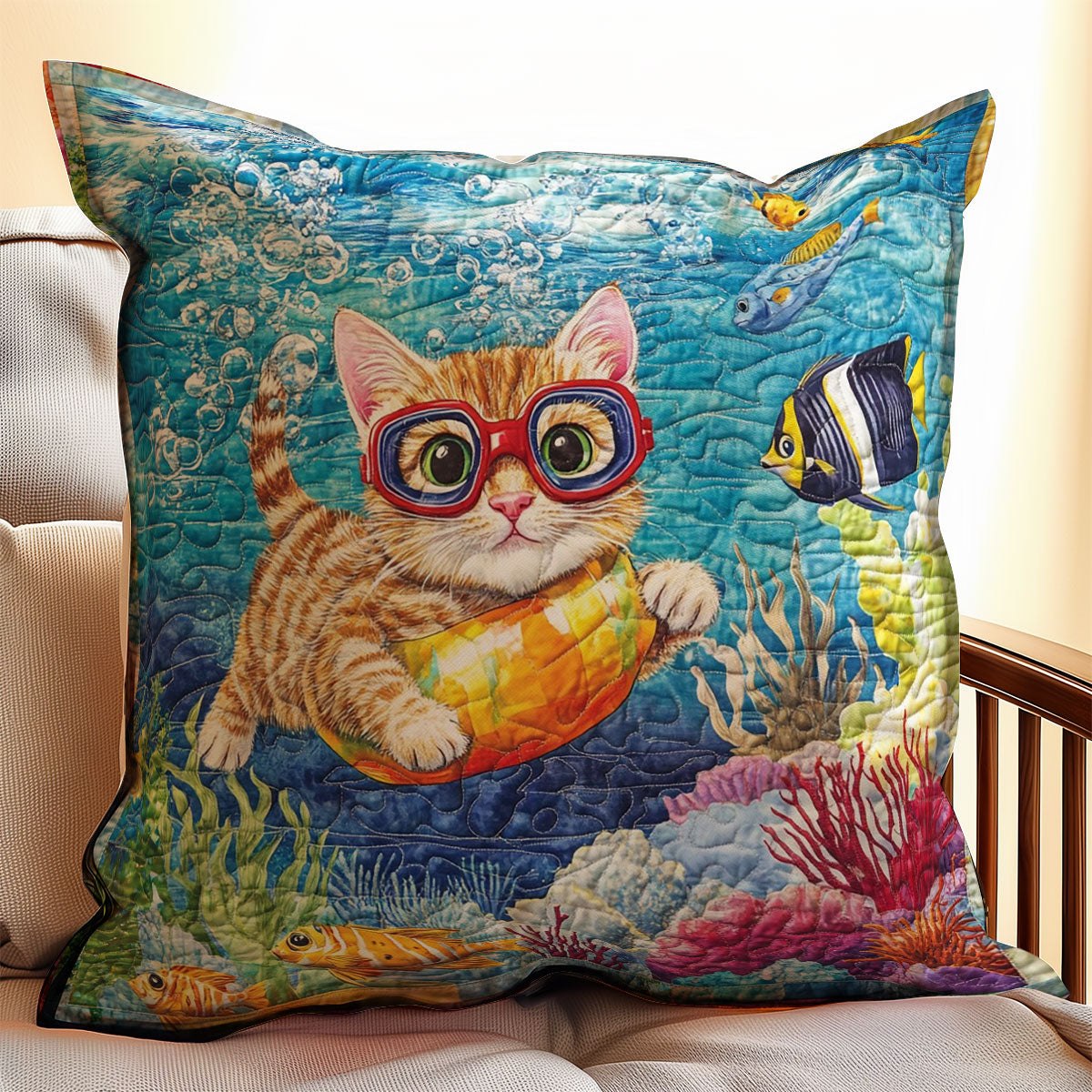 Swim Cat WM0308140CL Quilt Pillow Case