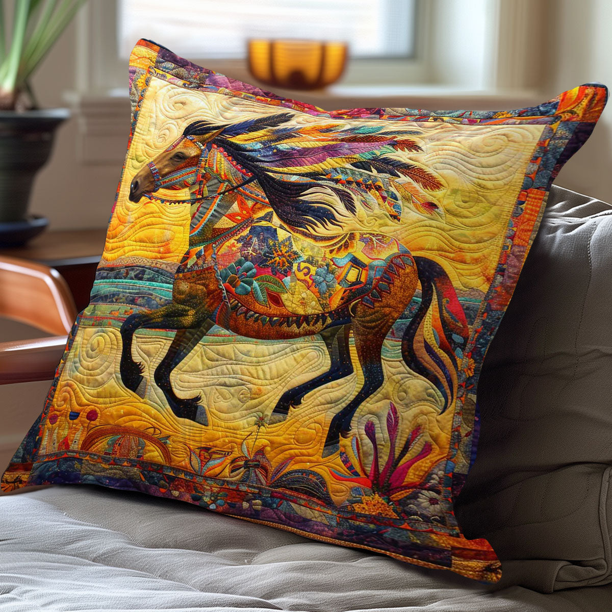 Tribal Horsemen WN3007093CL Quilt Pillow Case