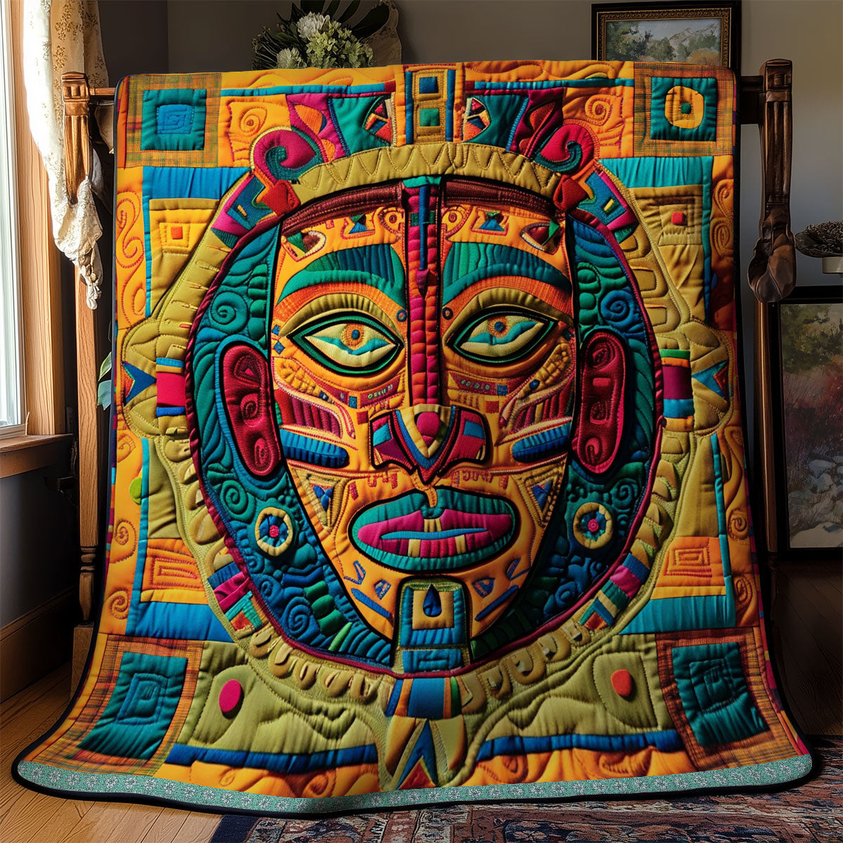 Aztec Tribal Mystic Mask WN1709051CL Quilt