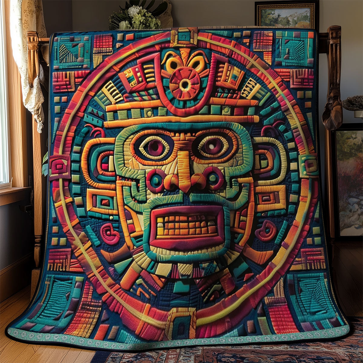 Aztec Tribal Shaman Face WN1709050CL Quilt
