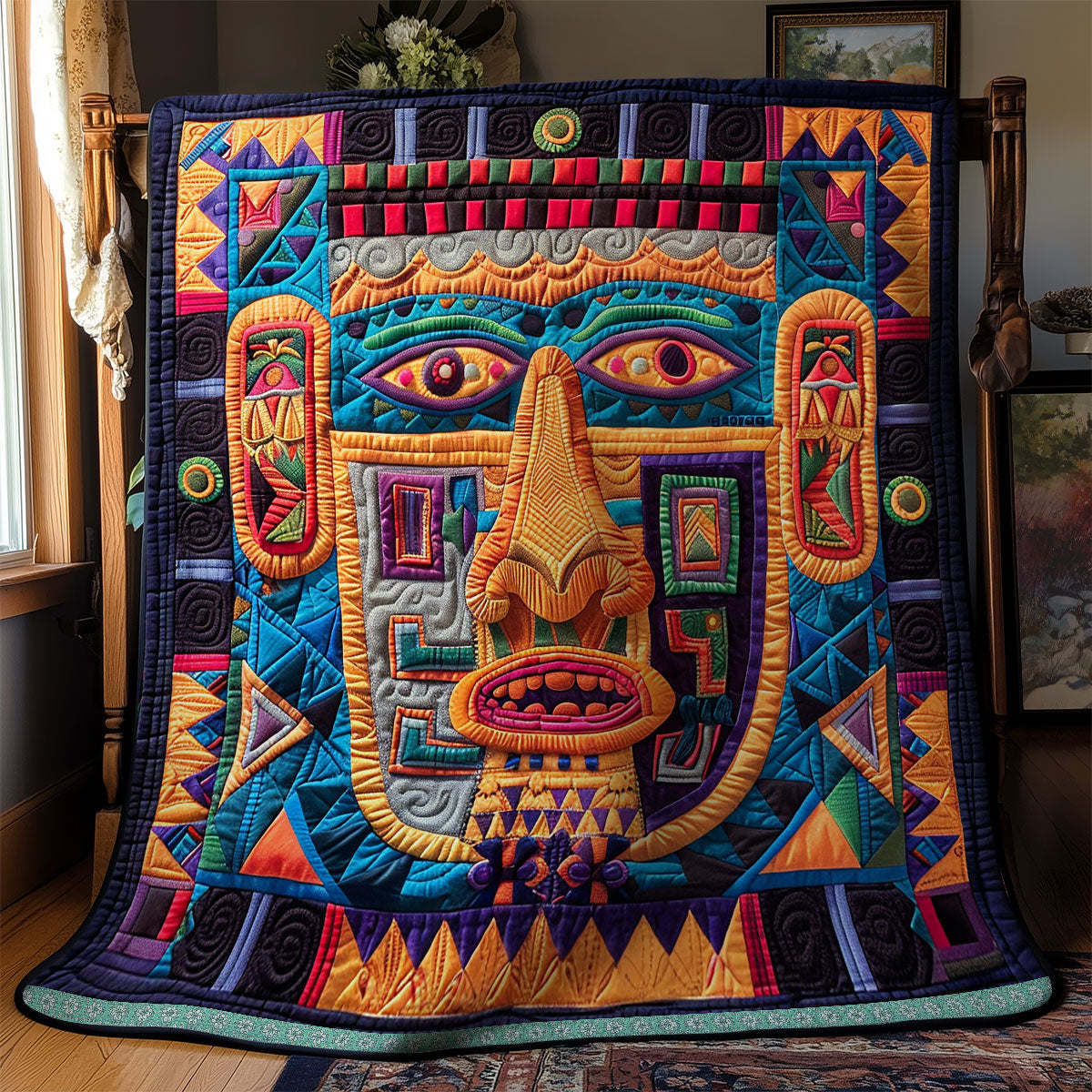 Aztec Tribal Spirit Mask WN1709047CL Quilt