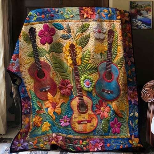 Trippy Guitar Blossoms WN2208137CL Quilt