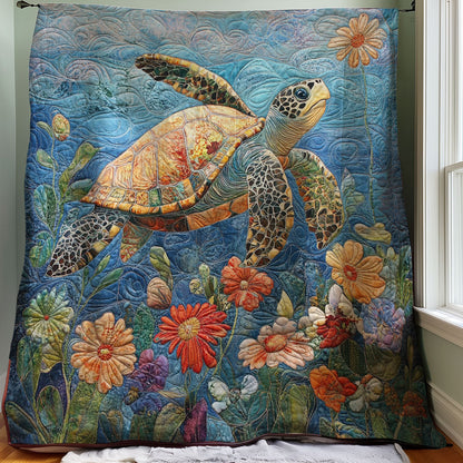 Turtles And Flowers WM0508003CL Quilt