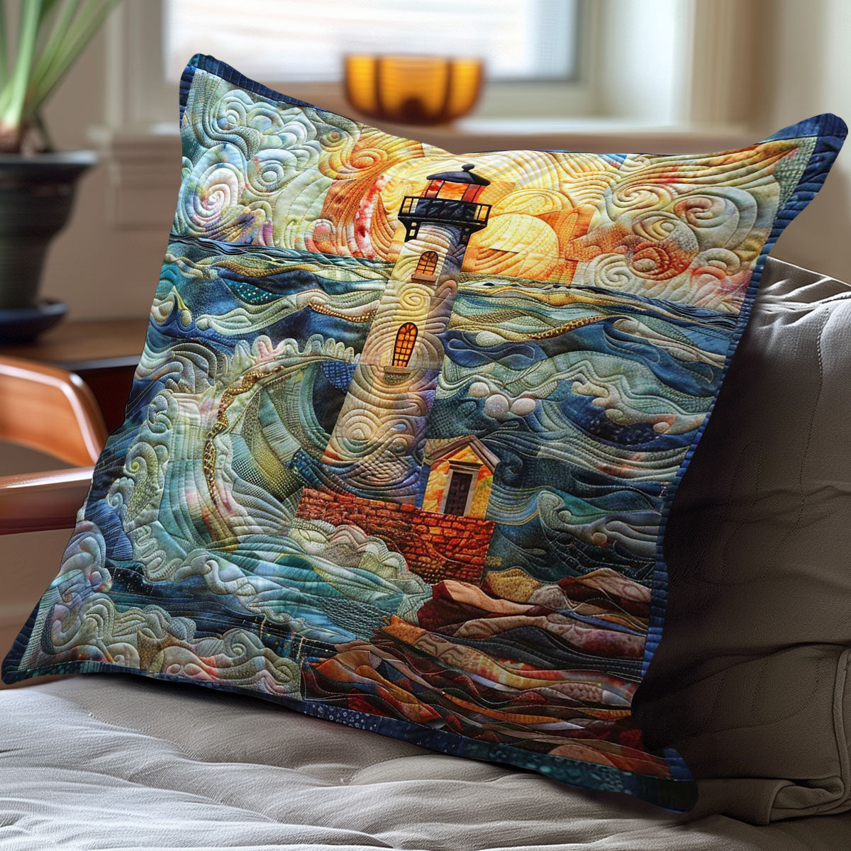 Waves and Beacon WN1608064CL Quilt Pillow Case