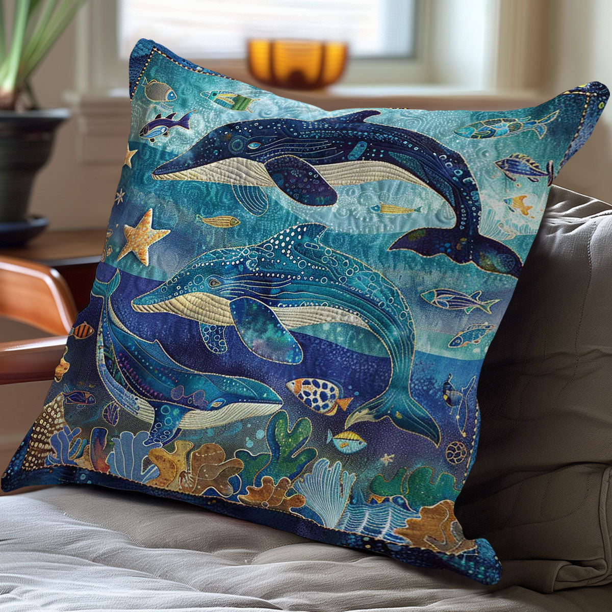 Whales' Echoes WN1408007CL Quilt Pillow Case