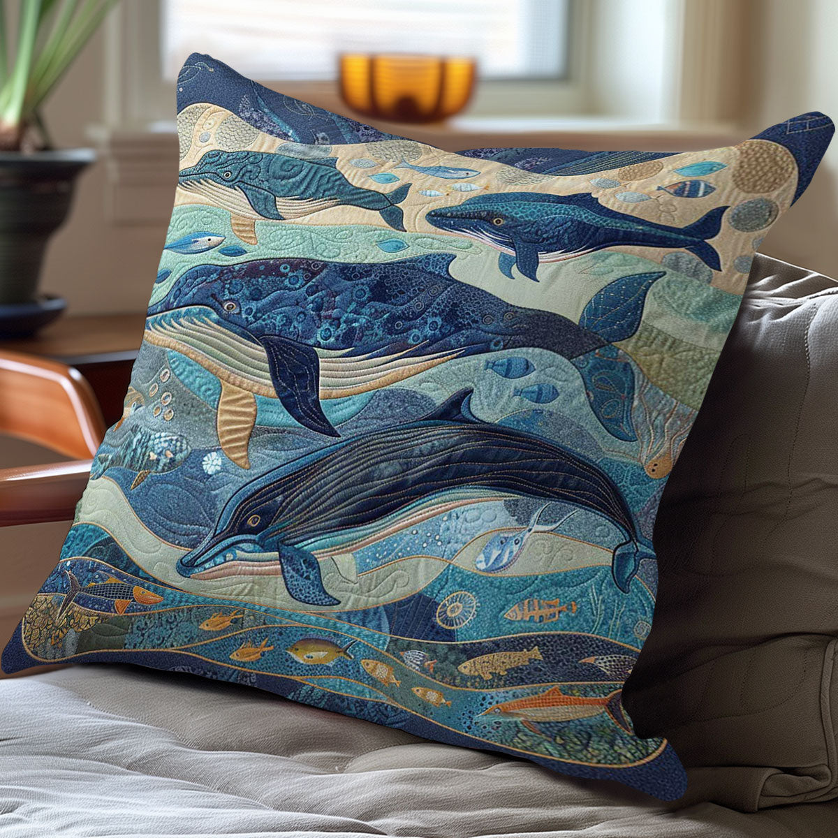 Whales' Odyssey WN1408006CL Quilt Pillow Case