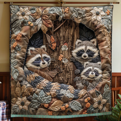 Whimsical Raccoons Abode WN0909081CL Quilt