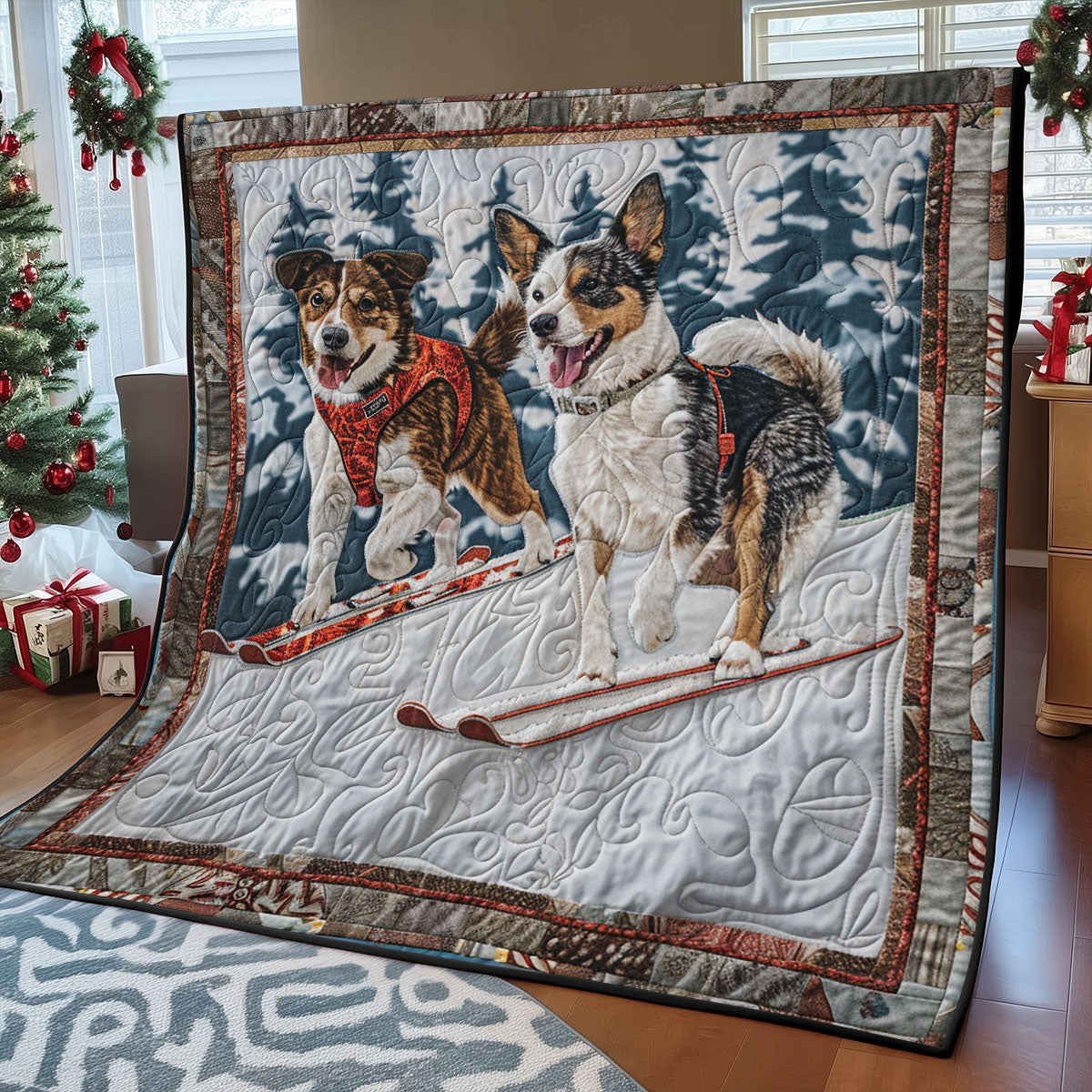 Winter Dog Skiing SR1908036CL Quilt