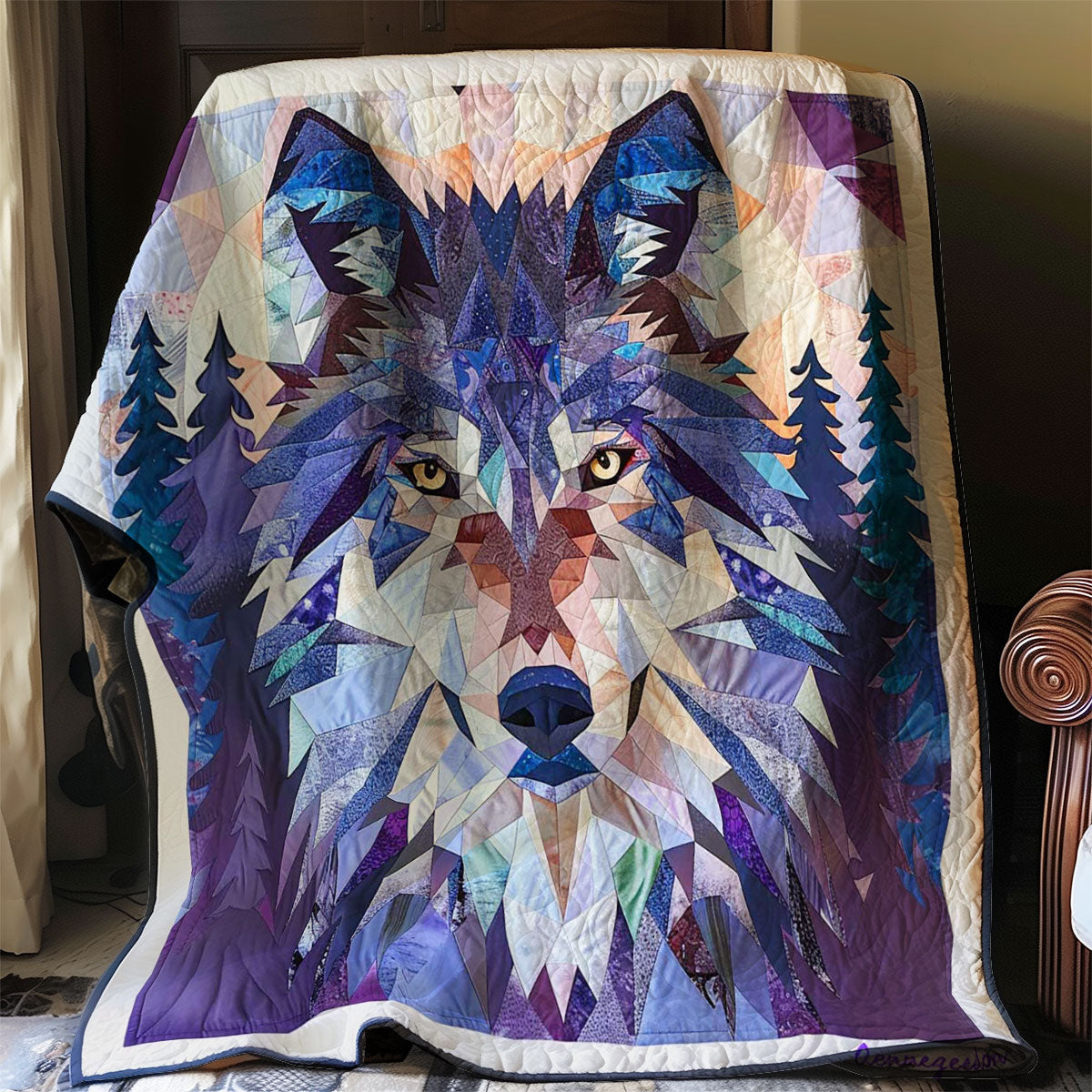 Polygonal Wolf Wild Animal WP2507007CL Quilt