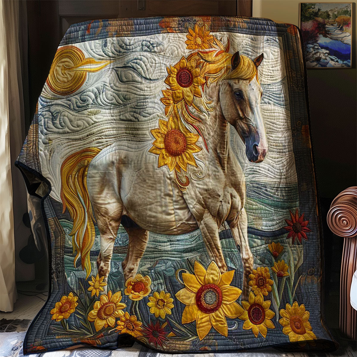 White Horse Sunflower WP2507031CL Quilt