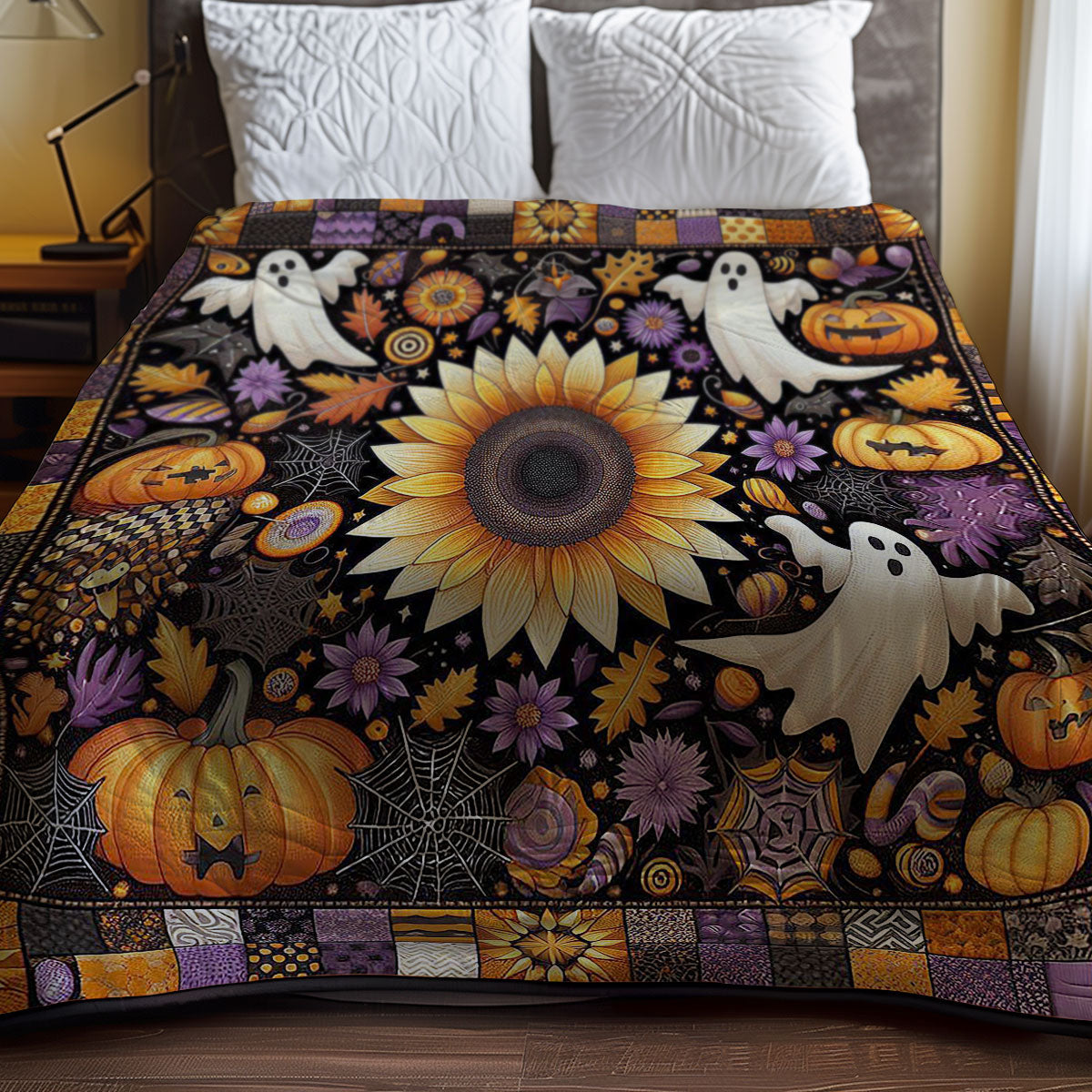 Sunflower Ghost Halloween WP2507001CL Quilt