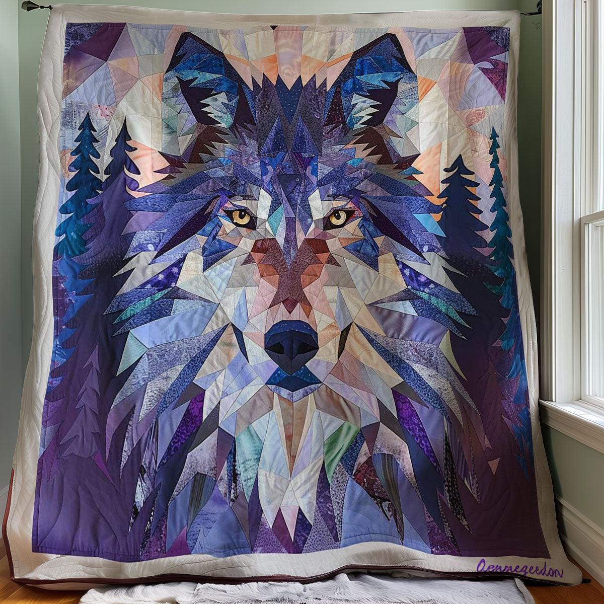 Polygonal Wolf Wild Animal WP2507007CL Quilt