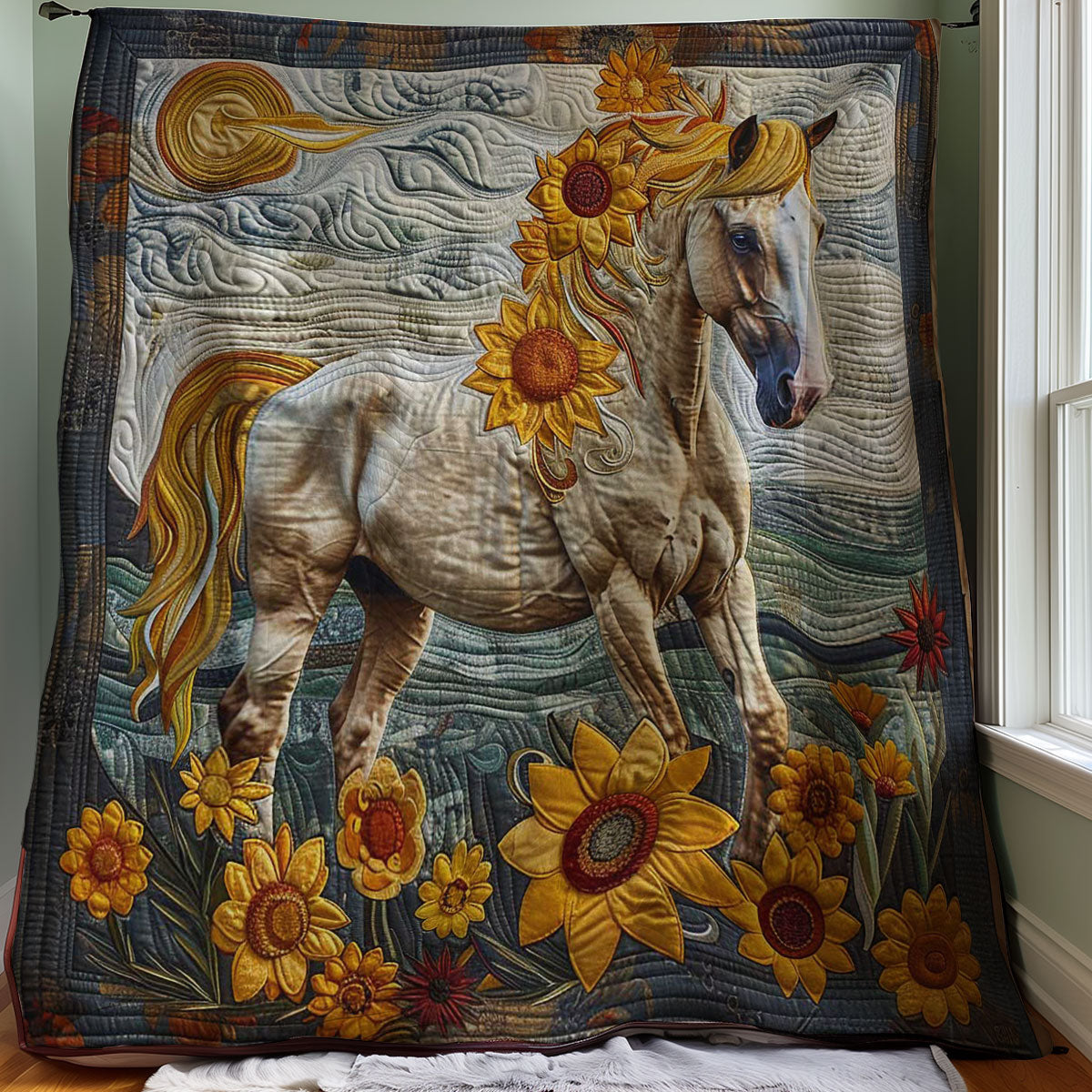 White Horse Sunflower WP2507031CL Quilt