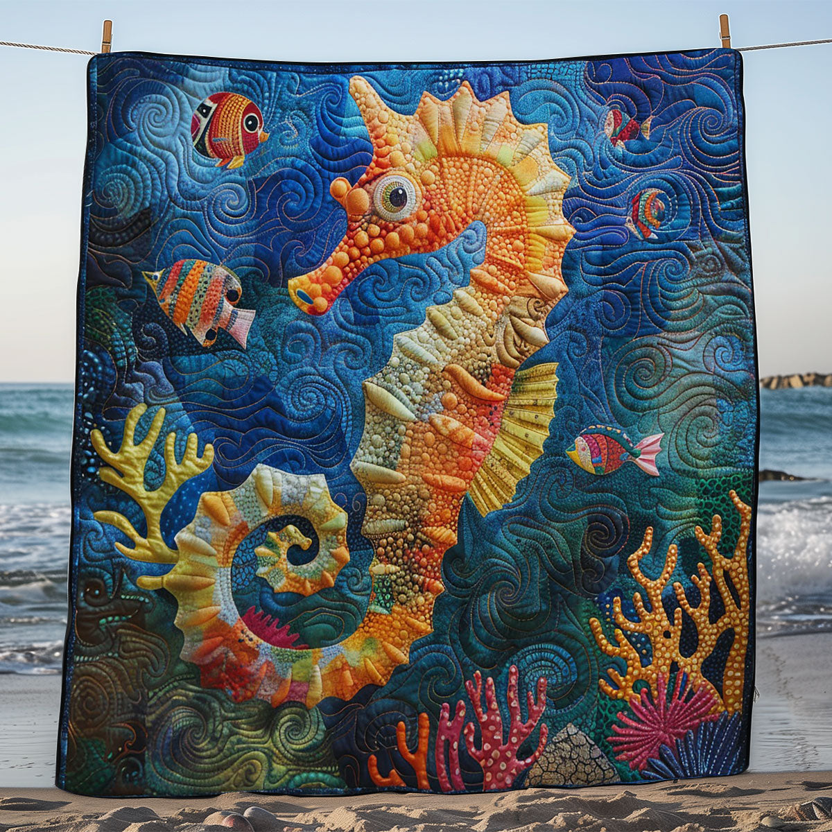 Colorful Seahorse Crush WM2108027CL Quilt