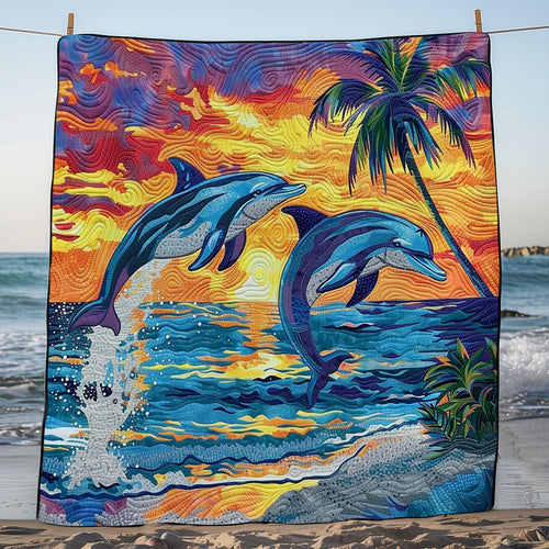 Dolphin Sunset Waves WM1508017CL Quilt